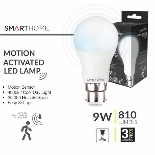 LITEMATE B22 MOTION ACTIVED LED LAMP 9 WATT