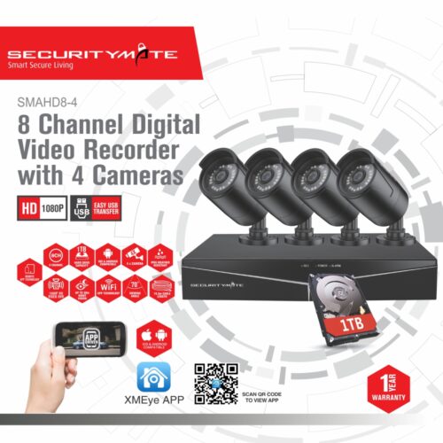 SECURITYMATE PROFESSIONAL HD 1080P SECURITY SYSTEM 8 CHANNEL DIGITAL VIDEO RECORDER WITH 4 CAMERAS