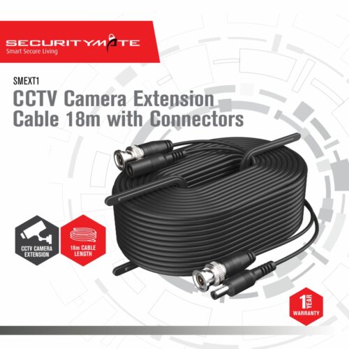 SECURITYMATE CCTV CAMERA EXTENSION CABLE 18m WITH CONNECTORS