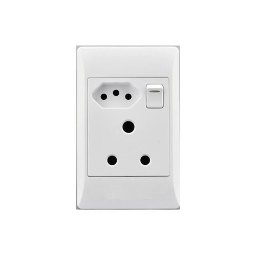 SINGLE 3 PIN EURO / 16AMP SOCKET & SWITCH 2X4 WHITE