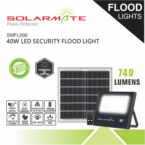 SOLARMATE 40W LED SECURITY FLOOD LIGHT